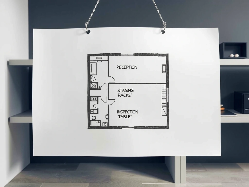 Annotated floor plan of dispatch office